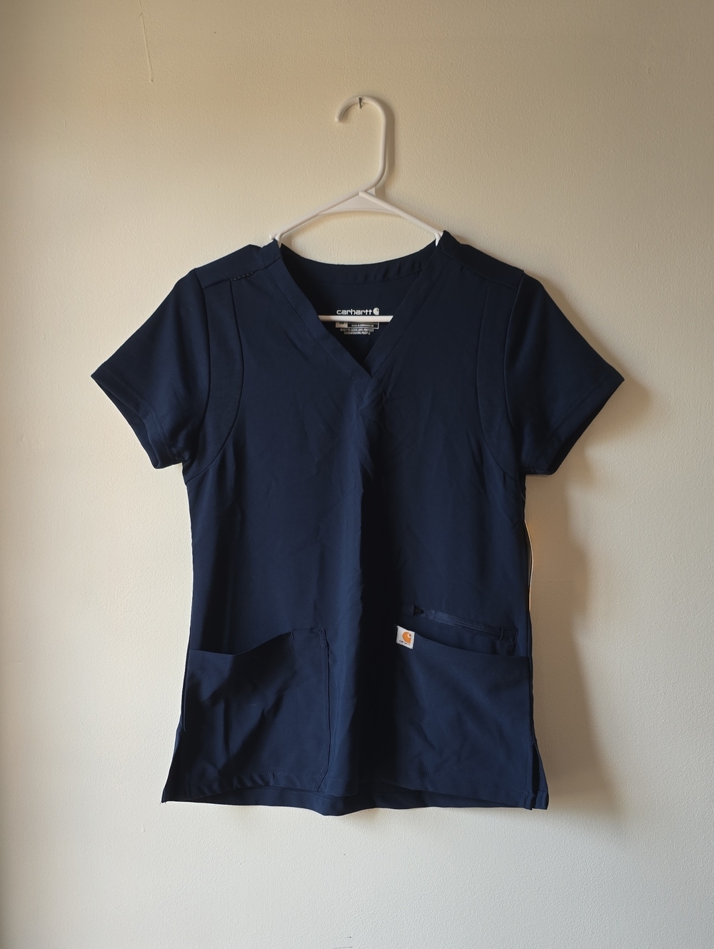 Carhartt Women's V-Neck Short Sleeve Scrub Top - Navy Blue
